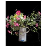 Ceramic Pitcher with Faux Floral Arrangement