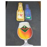 Trio of metal beer signs.