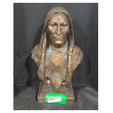 Bronze-Toned Native American Bust Sculpture