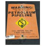 Metal warning sign.