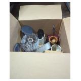 Assorted Household Items in Cardboard Box