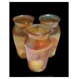Set of Three Iridescent Glass Vases