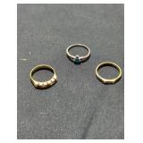 Trio of costume jewelry rings lot.(Size8.5).