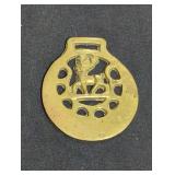 Round Yellow Metal Medallion with reindeer Cutout