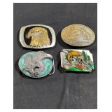4 belt buckles lot.