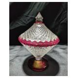 Faceted Glass Candy Dish with Lid