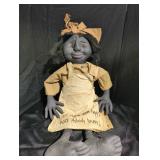 Vintage Textile Doll with Embroidered Apron