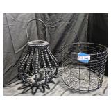 Black Wire Basket and Beaded Candle Holder