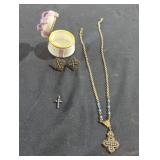 Costume jewelry lot with a porcelain jewelry