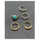 5 costume jewelry rings size 9 lot.