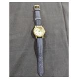 Quartz Watch with Denim Strap and Embellished