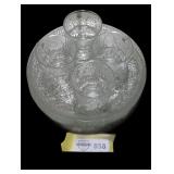 Etched Glassware Set with Floral Motif