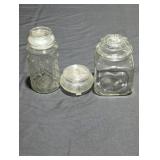 Set of Three Vintage Glass Jars with Lids