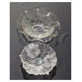 Pair of Floral Clear Glass Bowls