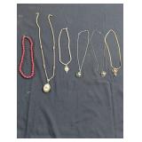 6 costume jewelry necklaces bag lot.