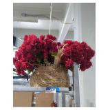 Decorative Basket with Red Faux Flowers
