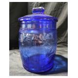 Colbalt Blue Glass Planters Peanuts Cookie Jar