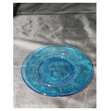 Blue President Hoover Glass Plate