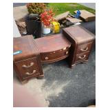 Vintage Wood Vanity with Mirror 48" W x 68" H