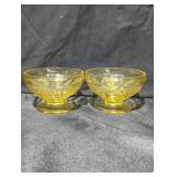Pair of Yellow Glass Compote Bowls