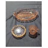 Set of Three Vintage Pink Glass Dishes
