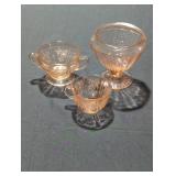 Vintage Pink Depression Glassware Trio
