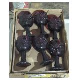 Set of Six Deep Red Glass Goblets
