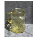 Vintage Embossed Amber Glass Pitcher.
