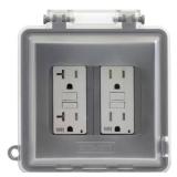 Gray 2-Gang Weatherproof Receptacle Cover