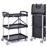 3-Shelf Foldable Utility Cart, 165 lb Capacity