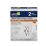 Leviton Decora 15A USB Duplex White Outlet 2pk