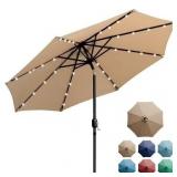 Sun-Ray 9 FT 32 LED Patio Solar Umbrella Taupe