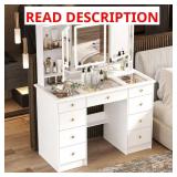 White Makeup Vanity Desk: 9 Drawers BOX 1 OF 2