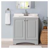30.5 in. Gray Vanity with Marble Top