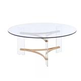 Sosi 41 in. Clear Round Glass Coffee Table