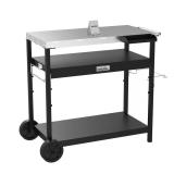 Stainless Steel and Black Grill Cart