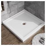 36x36 Acrylic Shower Pan, Center Drain, White