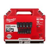 Milwaukee Shockwave 3/8 in SAE Socket Set 12pc