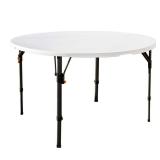 4 Ft White & Grey Round Table, Seats 4