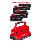 Milwaukee M18 6-Bay Charger + 4 5Ah Batteries