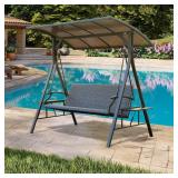 Domi 3-Seat Wicker Patio Swing with Canopy