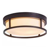 13 in. 2-Light Black Flush Mount Ceiling Light