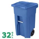 Blue 32-Gal Outdoor Trash Can with Wheels