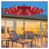 Aok Garden 9FT LED Round Patio Umbrella with UV P