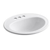Pennington Oval Top-Mount Sink, White