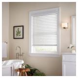 White Cordless Faux Wood Blind 56.25W x 64L