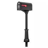 Roxbury Black Steel Post-Mount Mailbox Combo