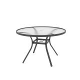 40 in Round Glass Steel Frame Dining Table