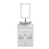 White Sliver Bath Vanity with Top & Mirror