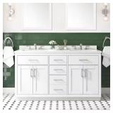 Bailey 60" Double Sink Vanity, Quartz Top